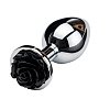 SMD Rose Butt Plug, Πρωκτική Σφήνα S 8cm, Silver / Black Rose