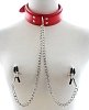 SMD Nachtschicht, Nipple Clamps & Collar with Chain BDSM Set, Σφιγκτήρες Θηλών και Αλυσίδα με Κολάρο, Black/Red