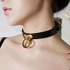 SMD Minx, SM Adjustable Leather Neck Chocker Collar with Chain Leash, Submissive Κολάρο με Λουρί, Black/Red