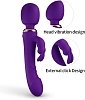 SMD LimitLess Wand Vibrator, 3-in1 Rabbit Ασύρματος Κλειτοριδικός δονητής & Realistic Dildo, Purple
