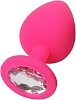 SMD Diamond Silicone Butt plug, Πρωκτική Σφήνα Σιλικόνης, 7cm, Pink/Silver