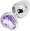 SMD Butt Plug, Πρωκτική Σφήνα L 9cm, Silver / Lilac Heart