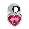SMD Butt Plug, Πρωκτική Σφήνα L 9cm, Silver / Pink Heart