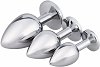 SMD Analyzer Triple Butt Plug Set, Πρωκτική Σφήνα Σετ των 3 (Small / Medium / Large ), Silver / Pink Diamond