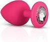 SMD Diamond Silicone Butt plug, Πρωκτική Σφήνα Σιλικόνης, 7cm, Pink/Silver