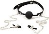 SMD Broken Will, Silicone Ball Gag with Chained Nipple Clamps, BDSM Set Leather Φίμωτρο και Σφιγκτήρες Θηλών, Black