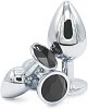 SMD Analyzer Triple Butt Plug Set, Πρωκτική Σφήνα Σετ των 3 (Small / Medium / Large ), Silver / Black Diamond