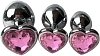 SMD Analyzer Triple, Butt Plug Set, Πρωκτική Σφήνα Σετ των 3 (S / M / L ), Silver / Pink Heart
