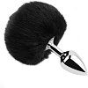 SMD Baller, Anal Plug Bunny Tail, Πρωκτική Σφήνα S 6cm με Φουντίτσα 13.5cm, Silver / Black