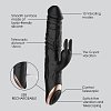 SMD Wet Dream, Rabbit Clitoral Stimulation and G Spot Vibrator 2-in1, Διπλός Δονητής με 10 Vibrating Modes 24.5cm, Black