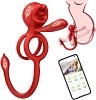 SMD Quattro Fun APP, 4-in-1 Vibrating Cockring, Clitoral Stimulator & Anal, Δαχτυλίδι Πέους & Κλειτορίδας Δονούμενο με APP, Red