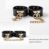 SMD Unter Kontrolle, Premium Leather Chain Handcuffs, BDSM Δερμάτινες Χειροπέδες με Αλυσίδα, Black & Gold