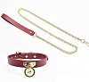 SMD Minx, SM Adjustable Leather Neck Chocker Collar with Chain Leash, Submissive Κολάρο με Λουρί, Black/Red
