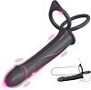 SMD RockHard, Vibrating Anal Plug & Dildo with Cock Ring για Strap On & Double Penetration με 10 Vibration Modes, Black