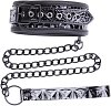 SMD NoirGuard, Leather Choker and Chain Leash, Περιλαίμιο με Λουρί Αλυσίδας, Black
