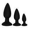SMD Triple Challenger Butt Plug, Πρωκτική Σφήνα από Σιλικόνη Σετ των 3 (S / M / L ), Black
