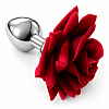 SMD Bloom Butt Plug with Rose, Πρωκτική Σφήνα με Τριαντάφυλλο, Silver / Red Rose