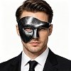 SMD Misterio Black Phantom Roleplay BDSM Mask, Half-Mask Adjustable Design, Unisex, Black
