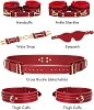 SMD Master's Prey, BDSM Restrain Kit, Adjustable Hand,Ankle & Thigh Cuffs With Waist Strap & BlindFold, PU Leather Harness, Red