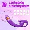 SMD Double Trouble Clitoral Licking and G Spot Vibrator 2-in1, Διπλός Δονητής με 10 Vibrating Modes, Purple
