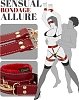 SMD Master's Prey, BDSM Restrain Kit, Adjustable Hand,Ankle & Thigh Cuffs With Waist Strap & BlindFold, PU Leather Harness, Red