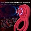 SMD Rose Ring, 2-in-1 Vibrating Cockring with Clitoral Stimulator, Δαχτυλίδι Πέους & Κλειτορίδας Δονούμενο Σιλικόνης, Pink