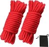 SMD Bow Tie 5m., Σετ των 2τμχ, Hemp Rope with Metal Tip, BDSM Σχοινί Δεσίματος Βαμβακερό, Red