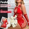 SMD Intimate Series Scarlett Crush, Sparkly Fishnet Rhinestone Bodysuit, Sexy Εφαρμοστό Διχτυωτο Φόρεμα, One Size, Red