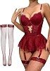 SMD Scarlet Allure Set, Underwire Teddy, Mini Skirt & Adjustable Garters, Σετ Sexy Εσώρουχα, Φούστα & Ζαρτιέρες