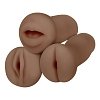 SMD Vixen Trio Fun, Set of 3 Masturbators with 3D Textured Realistic Pussy, Ass & Mouth + Vibrating Ring, Brown