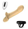 SMD Double Fun Vibrating Strap-on Dildo, Dual Motors & Remote Control, 9 Modes Medical-Grade Silicone 24,5cm, Natural