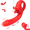SMD Double Trouble Thruster Clitoral Licking & G-Spot Thrusting Vibrator, Διπλός Δονητής 10 Licking & Thrusting Modes, Red