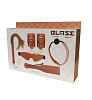 Dream Τoys Blaze Elite BDSM Set, Handcuffs, Ball gag,Eye mask,Paddle,Flogger, Vegan Leather, Cognac Brown