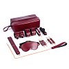 SMD House of Discipline  Luxury BDSM Set with Collar & Leash, Wrist/Ankle Cuffs, Ball-Gag, Blindfold + Storage Bag, Burgundy