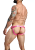 MOB Eroticwear DNGEON Cockring Jockstrap, JockStrap Underwear with Penis Ring, Vegan Leather, Pink