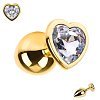 SMD Butt Plug, Πρωκτική Σφήνα S 7cm, Silver / Gold Heart