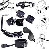 SMD Erotique - First Ties Bondage & Restraint Starter Kit, Complete BDSM Set with 7 Accessories in Vegan Leather, Black