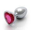 SMD Butt Plug, Πρωκτική Σφήνα L 9cm, Silver / Pink Heart