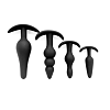 SMD Anal Challenge, Silicone Anal Plug Set With T-Bar, Multiple Shapes for Diverse Stimulation, Σετ των 4, Black