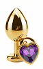 SMD Butt Plug, Πρωκτική Σφήνα S 7cm, Golden / Purple Heart