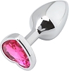SMD Butt Plug, Πρωκτική Σφήνα L 9cm, Silver / Pink Heart
