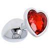 SMD Butt Plug, Πρωκτική Σφήνα S 7cm, Silver / Red Heart