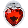 SMD Butt Plug, Πρωκτική Σφήνα S 7cm, Silver / Red Heart