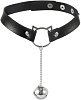 SMD Kinky Cat, Kitty Ring Choker Collar with Bell, Adjustable Fit, PU Leather, Black
