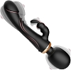 SMD LimitLess Wand Vibrator, 3-in1 Rabbit Ασύρματος Κλειτοριδικός δονητής & Realistic Dildo, Black