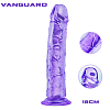 SMD Vanguard Realistic Clear Dildo With Suction Cup, Ρεαλιστικό Διάφανο Dildo με Βεντούζα, 18cm, Purple / Clear