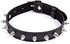 SMD Razor Edge, Spiked Leather Collar With Adjustable Strap, PU Leather, Black