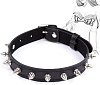 SMD Razor Edge, Spiked Leather Collar With Adjustable Strap, PU Leather, Black