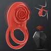 SMD Rose Bliss, Remote Controlled 2-in-1 Vibrating Cockring & Clitoral Stimulator, Red