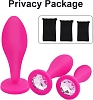 SMD Smoothie Triple Butt Plug Set, Πρωκτική Σφήνα Σετ των 3 (S / M / L ), Pink / Silver Diamond